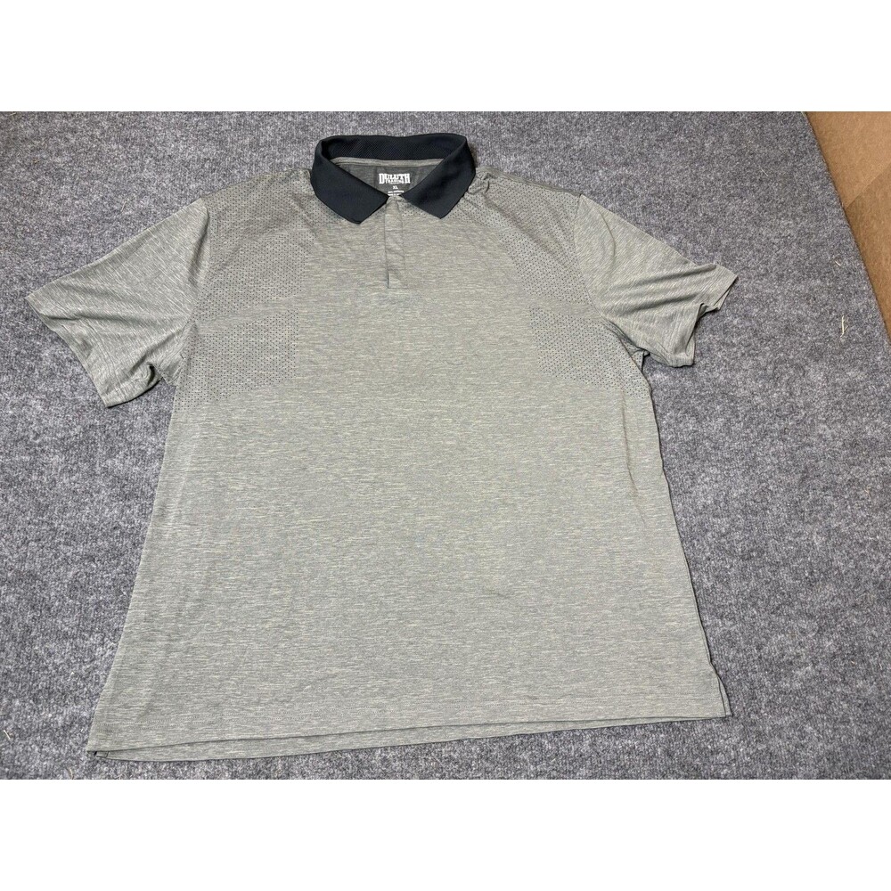 Duluth Trading Co Polo Shirt Mens XL Gray 100% Polyester Ventilated Short Sleeve